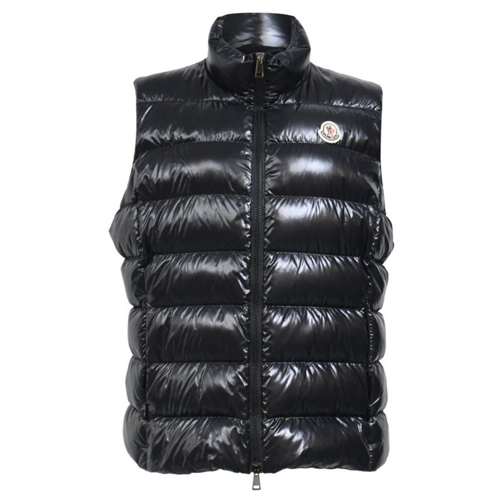 Moncler Ghany Quilted Glossed-Shell Down Vest in Black Polyamide